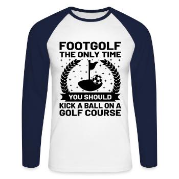 Footgolf Player Foot Golf Playing Footgolfers Foot - Unisex Long Sleeve Baseball T-Shirt - white/navy - Front - Nik (191cm)