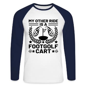 Footgolf Player Foot Golf Playing Footgolfers Foot - Unisex Long Sleeve Baseball T-Shirt - white/navy - Front - Nik (191cm)