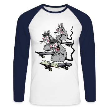 Skater Rats Vacances Scolaires Étudiant Étudiant Skate - T-shirt baseball manches longues Homme - blanc/marine - Devant - Nik (191cm)