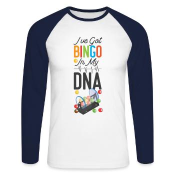 Bingo Player I've Got Bingo In My - Unisex Baseballshirt langarm - Weiß/Navy - Vorne - Nik (191cm)