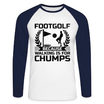 Footgolf Player Foot Golf Playing Footgolfers Foot - Unisex Long Sleeve Baseball T-Shirt - white/navy - Front - Nik (191cm)
