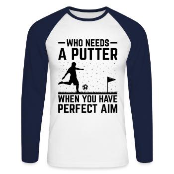Footgolf Player Foot Golf Playing Footgolfers Foot - Unisex Long Sleeve Baseball T-Shirt - white/navy - Front - Nik (191cm)