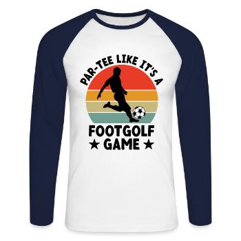 Footgolf Player Foot Golf Playing Footgolfers Foot - Unisex Long Sleeve Baseball T-Shirt - white/navy - Front - Nik (191cm)