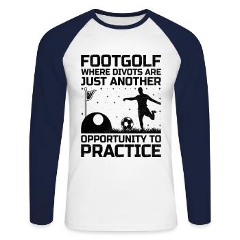 Footgolf Player Foot Golf Playing Footgolfers Foot - Unisex Long Sleeve Baseball T-Shirt - white/navy - Front - Nik (191cm)
