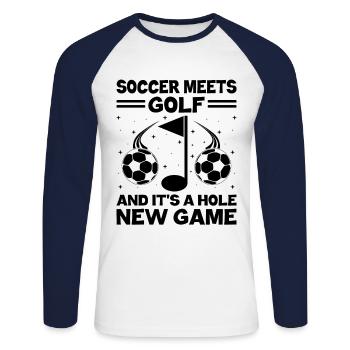 Footgolf Player Foot Golf Playing Footgolfers Foot - Unisex Long Sleeve Baseball T-Shirt - white/navy - Front - Nik (191cm)
