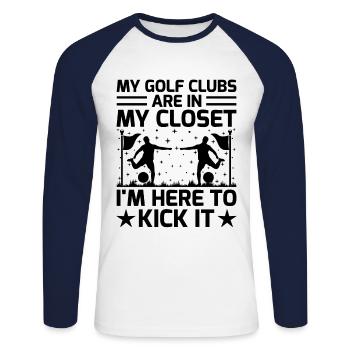 Footgolf Player Foot Golf Playing Footgolfers Foot - Unisex Long Sleeve Baseball T-Shirt - white/navy - Front - Nik (191cm)