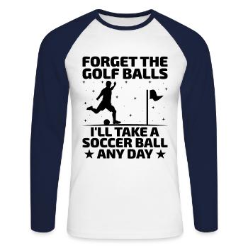 Footgolf Player Foot Golf Playing Footgolfers Foot - Unisex Long Sleeve Baseball T-Shirt - white/navy - Front - Nik (191cm)