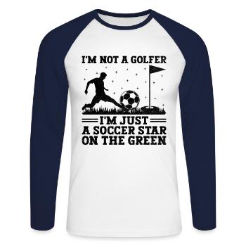 Footgolf Player Foot Golf Playing Footgolfers Foot - Unisex Long Sleeve Baseball T-Shirt - white/navy - Front - Nik (191cm)