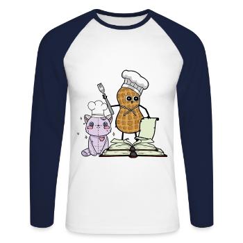 PEANUT COOKING COOKING FRIENDS - Unisex Long Sleeve Baseball T-Shirt - white/navy - Front - Nik (191cm)