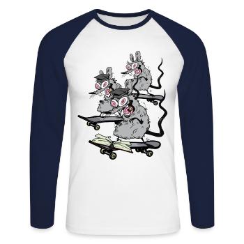 Skaters, Rats, Students, University, School, Skating, Kids - Unisex Long Sleeve Baseball T-Shirt - white/navy - Front - Nik (191cm)