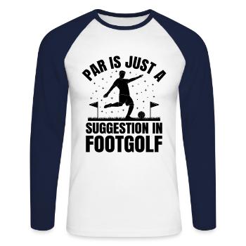 Footgolf Player Foot Golf Playing Footgolfers Foot - Unisex Long Sleeve Baseball T-Shirt - white/navy - Front - Nik (191cm)