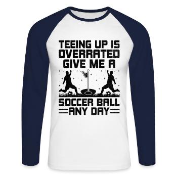 Footgolf Player Foot Golf Playing Footgolfers Foot - Unisex Long Sleeve Baseball T-Shirt - white/navy - Front - Nik (191cm)
