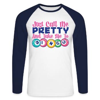 Bingo Player Girl Just Call Me - Unisex Baseballshirt langarm - Weiß/Navy - Vorne - Nik (191cm)