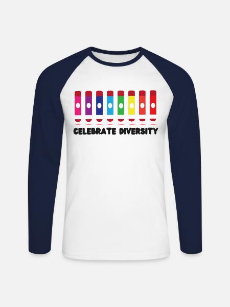 Bingo Player Celebrate Diversity - Unisex Long Sleeve Baseball T-Shirt - white/navy