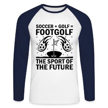 Footgolf Player Foot Golf Playing Footgolfers Foot - Unisex Long Sleeve Baseball T-Shirt - white/navy - Front - Nik (191cm)