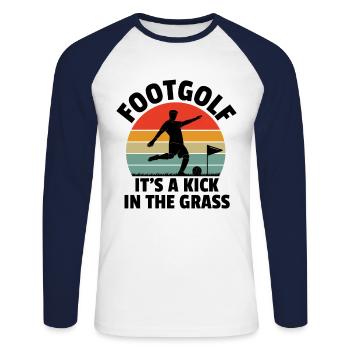 Footgolf Player Foot Golf Playing Footgolfers Foot - Unisex Long Sleeve Baseball T-Shirt - white/navy - Front - Nik (191cm)