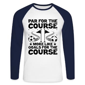 Footgolf Player Foot Golf Playing Footgolfers Foot - Unisex Long Sleeve Baseball T-Shirt - white/navy - Front - Nik (191cm)