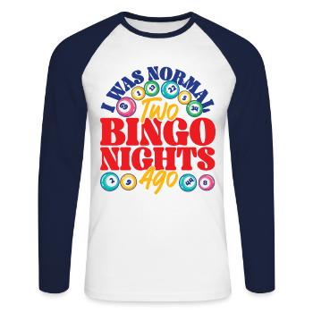Bingo Player I Was Normal Two - Unisex Long Sleeve Baseball T-Shirt - white/navy - Front - Nik (191cm)