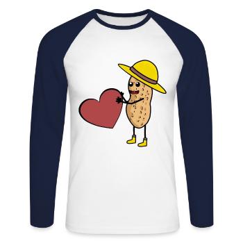Peanut Dream Man Man Guy Single Heart - Unisex Long Sleeve Baseball T-Shirt - white/navy - Front - Nik (191cm)