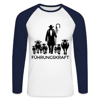 Führungskraft Schafe Hirte Geschenkidee Humor - Unisex Baseballshirt langarm - Weiß/Navy - Vorne - Nik (191cm)