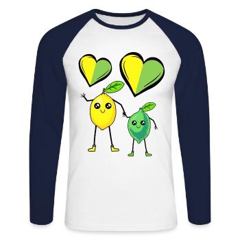 Lemon, Lemon, Fruit, Fruit, Fruit, Lemon - Unisex Long Sleeve Baseball T-Shirt - white/navy - Front - Nik (191cm)