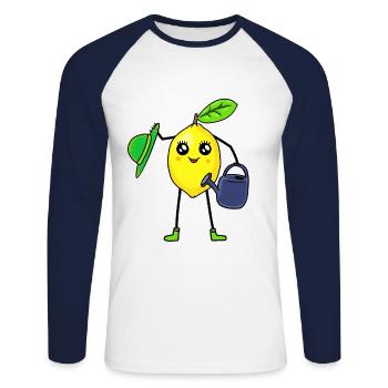 Lemon Fruit Fruit Gardener Watering Can Garden - Unisex Long Sleeve Baseball T-Shirt - white/navy - Front - Nik (191cm)