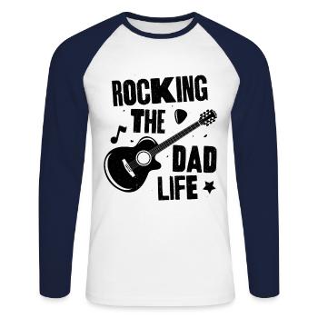 Faire basculer la vie de papa - T-shirt baseball manches longues Homme - blanc/marine - Devant - Nik (191cm)