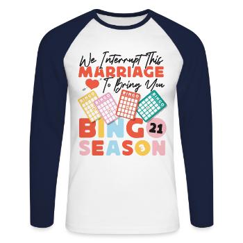 Bingo Player Husband Wife Marriage - Unisex Baseballshirt langarm - Weiß/Navy - Vorne - Nik (191cm)