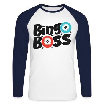 Bingo Player Bingo - Unisex Long Sleeve Baseball T-Shirt - white/navy - Front - Nik (191cm)