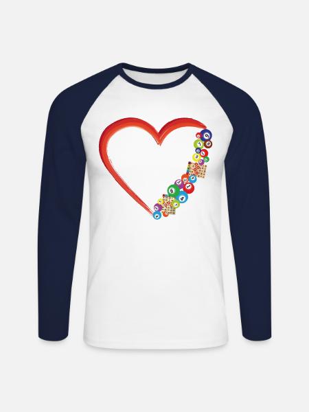 Bingo Player Heart - Unisex Baseballshirt langarm - Weiß/Navy