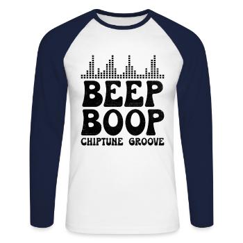 Chiptune Music Lover Groove to the Bleeps and Bloo - Unisex Long Sleeve Baseball T-Shirt - white/navy - Front - Nik (191cm)