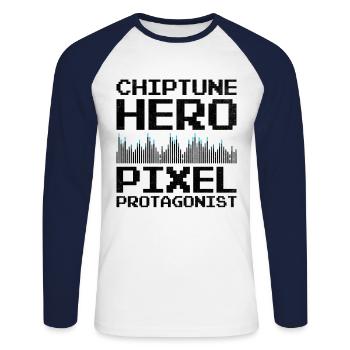 Chiptune Music Lover Groove to the Bleeps and Bloo - Unisex Long Sleeve Baseball T-Shirt - white/navy - Front - Nik (191cm)