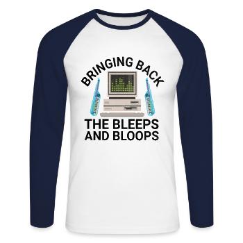Chiptune Music Lover Groove to the Bleeps and Bloo - Unisex Long Sleeve Baseball T-Shirt - white/navy - Front - Nik (191cm)