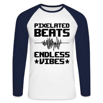 Chiptune Music Lover Groove to the Bleeps and Bloo - Unisex Long Sleeve Baseball T-Shirt - white/navy - Front - Nik (191cm)