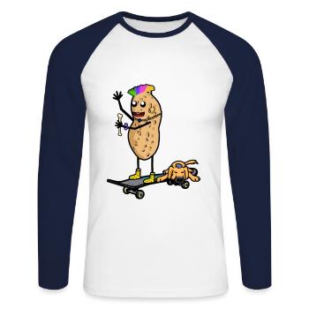 Erdnuss Hund Hunde Skater Punker Junior - Unisex Baseballshirt langarm - Weiß/Navy - Vorne - Nik (191cm)