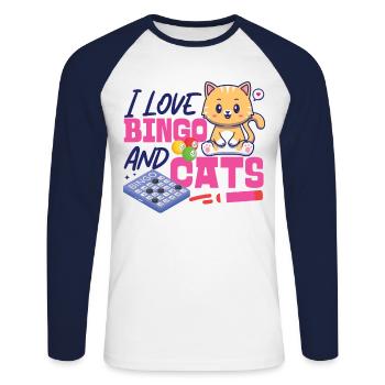 Bingo Player Cat I Love Bingo And - Unisex Long Sleeve Baseball T-Shirt - white/navy - Front - Nik (191cm)