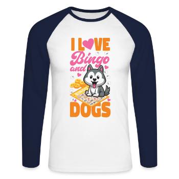 Bingo Player Dog I Love Bingo And - Unisex Long Sleeve Baseball T-Shirt - white/navy - Front - Nik (191cm)