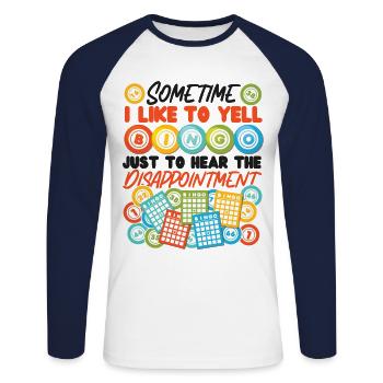 Bingo Player Sometimes I Like To - Unisex Baseballshirt langarm - Weiß/Navy - Vorne - Nik (191cm)