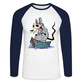 Peste Rat Bateau Expédition Marin Marin - T-shirt baseball manches longues Homme - blanc/marine - Devant - Nik (191cm)