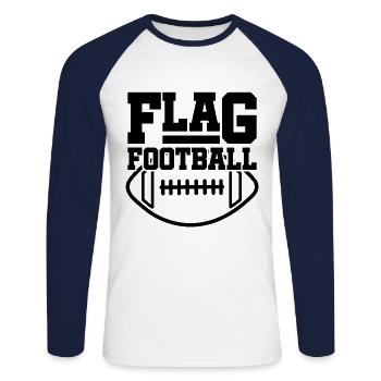 Flag Football - Unisex Long Sleeve Baseball T-Shirt - white/navy - Front - Nik (191cm)