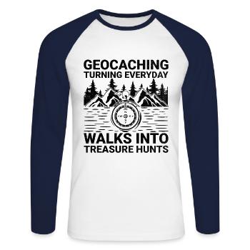 Geocaching Geocache Funny Geocacher Geocacher Sayi - Unisex Long Sleeve Baseball T-Shirt - white/navy - Front - Nik (191cm)