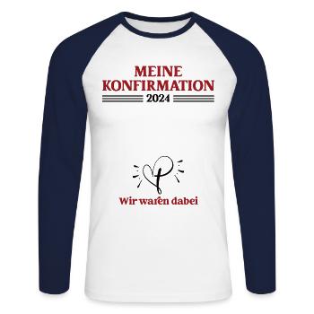 Meine Konfirmation 2024 Gästebuch Glaube Kirche - Unisex Baseballshirt langarm - Weiß/Navy - Vorne - Nik (191cm)
