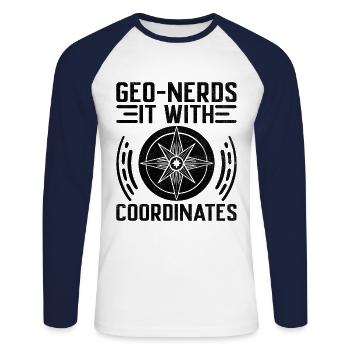 Geocaching Geocache Funny Geocacher Geocacher Sayi - Unisex Long Sleeve Baseball T-Shirt - white/navy - Front - Nik (191cm)