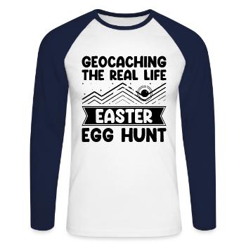 Geocaching Geocache Funny Geocacher Geocacher Sayi - Unisex Long Sleeve Baseball T-Shirt - white/navy - Front - Nik (191cm)