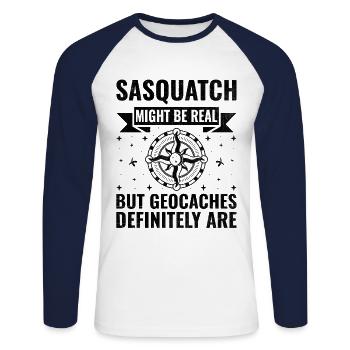Geocaching Geocache Funny Geocacher Geocacher Sayi - Unisex Long Sleeve Baseball T-Shirt - white/navy - Front - Nik (191cm)