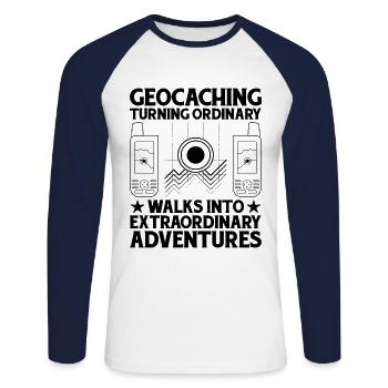 Geocaching Geocache Funny Geocacher Geocacher Sayi - Unisex Long Sleeve Baseball T-Shirt - white/navy - Front - Nik (191cm)