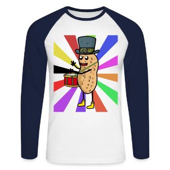 Peanut Drummer Cadeau d’anniversaire d’anniversaire - T-shirt baseball manches longues Homme - blanc/marine - Devant - Nik (191cm)