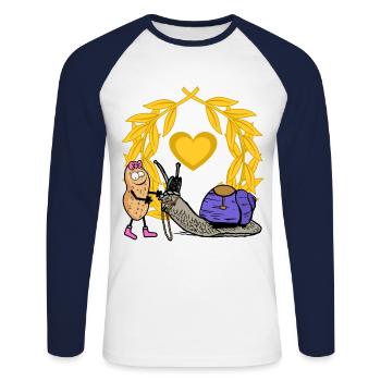 Peanut Horse Horse Girl Rider Snail - Unisex Long Sleeve Baseball T-Shirt - white/navy - Front - Nik (191cm)