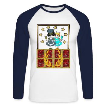 Chats, Scène, Apparence, Étoiles, Spectacle, Beauté De Chat - T-shirt baseball manches longues Homme - blanc/marine - Devant - Nik (191cm)