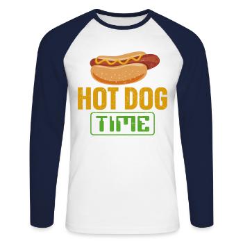 Hot Dog Adulte Hot Dog Time - T-shirt baseball manches longues Homme - blanc/marine - Devant - Nik (191cm)